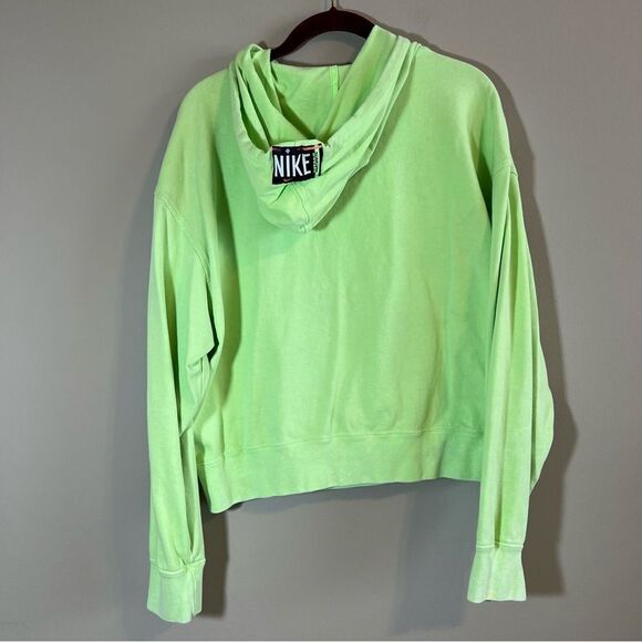 NIKE Neon Green Cropoed Lightweight Hoodie & Matching Tank Top Small Acid Wash - Picture 6 of 15